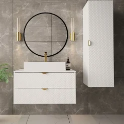 Mobile bagno sospeso 80cm con colonna bianco Hakone 2