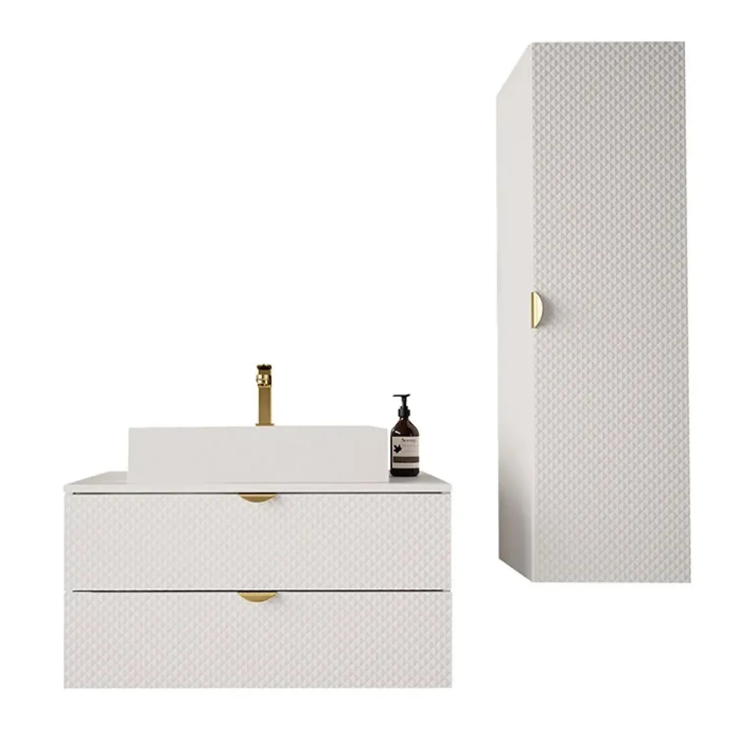 Mobile bagno sospeso 80cm con colonna bianco Hakone 2