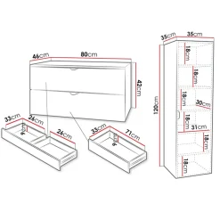 Mobile bagno sospeso 80cm con colonna bianco Hakone 2