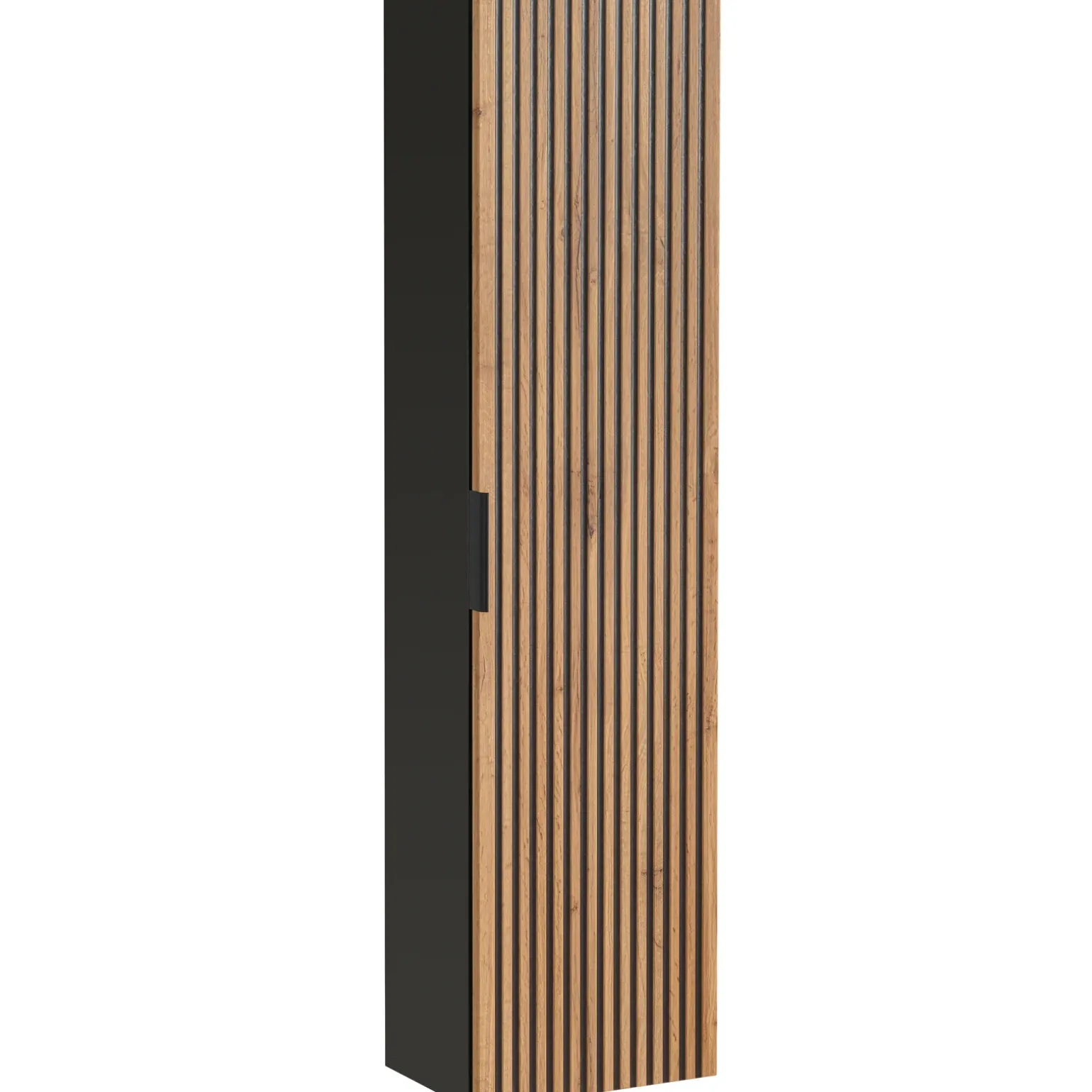 Mobile bagno sospeso 80cm cm con lavabo, specchio, colonna e cubotti quercia antracite Limpid