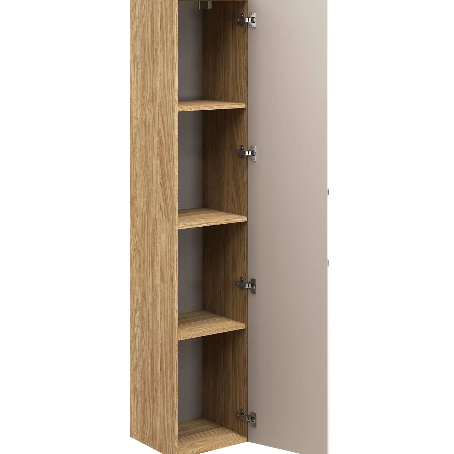 Mobile bagno sospeso 120cm con 2 lavabi, colonna, pensile e base sospesa beige rovere Swim