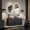Mobile bagno sospeso 120cm cannettato 4 ante nero rovere Cleany