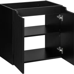 Mobile bagno sospeso 120cm cannettato 4 ante nero rovere Cleany