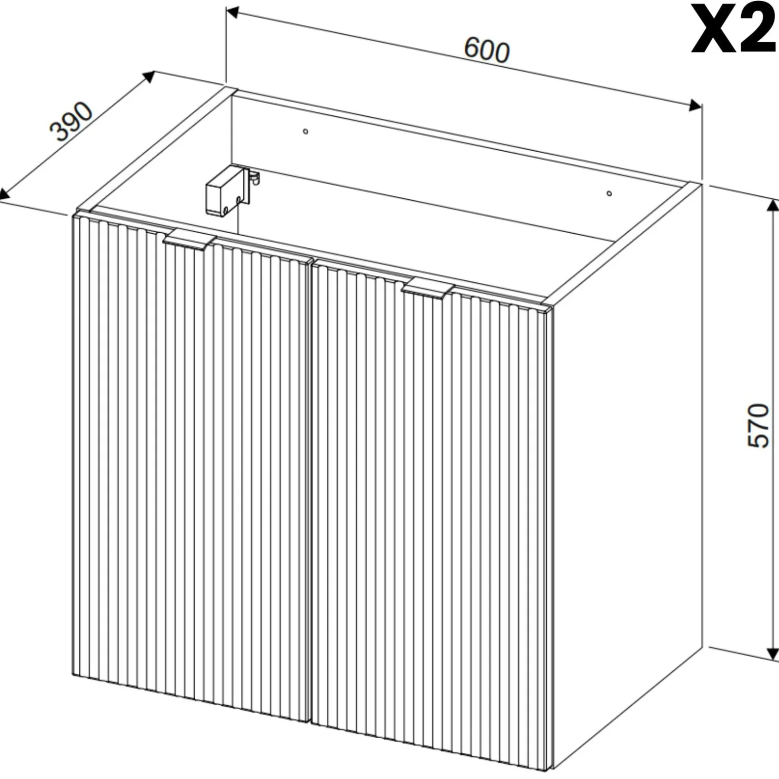 Mobile bagno sospeso 120cm cannettato 4 ante nero rovere Cleany