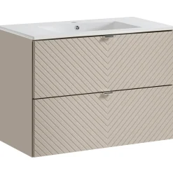 Mobile bagno sospeso 80cm con lavabo 2 cassetti beige cashmere Neutry