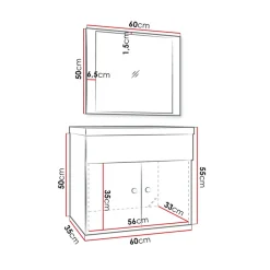 Mobile bagno sospeso 60cm con specchio serigrafato bianco Ischia 5