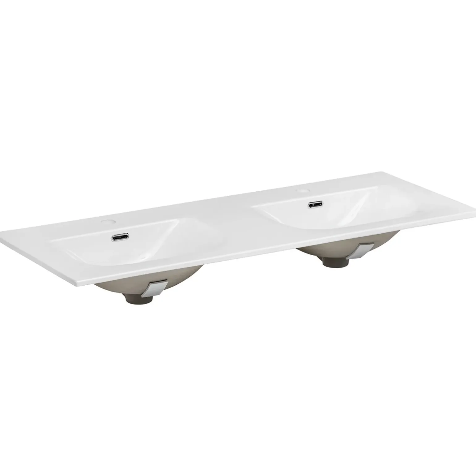 Mobile bagno sospeso 120cm cm con 2 lavabi da incasso, 2 specchi e colonna quercia antracite Limpid