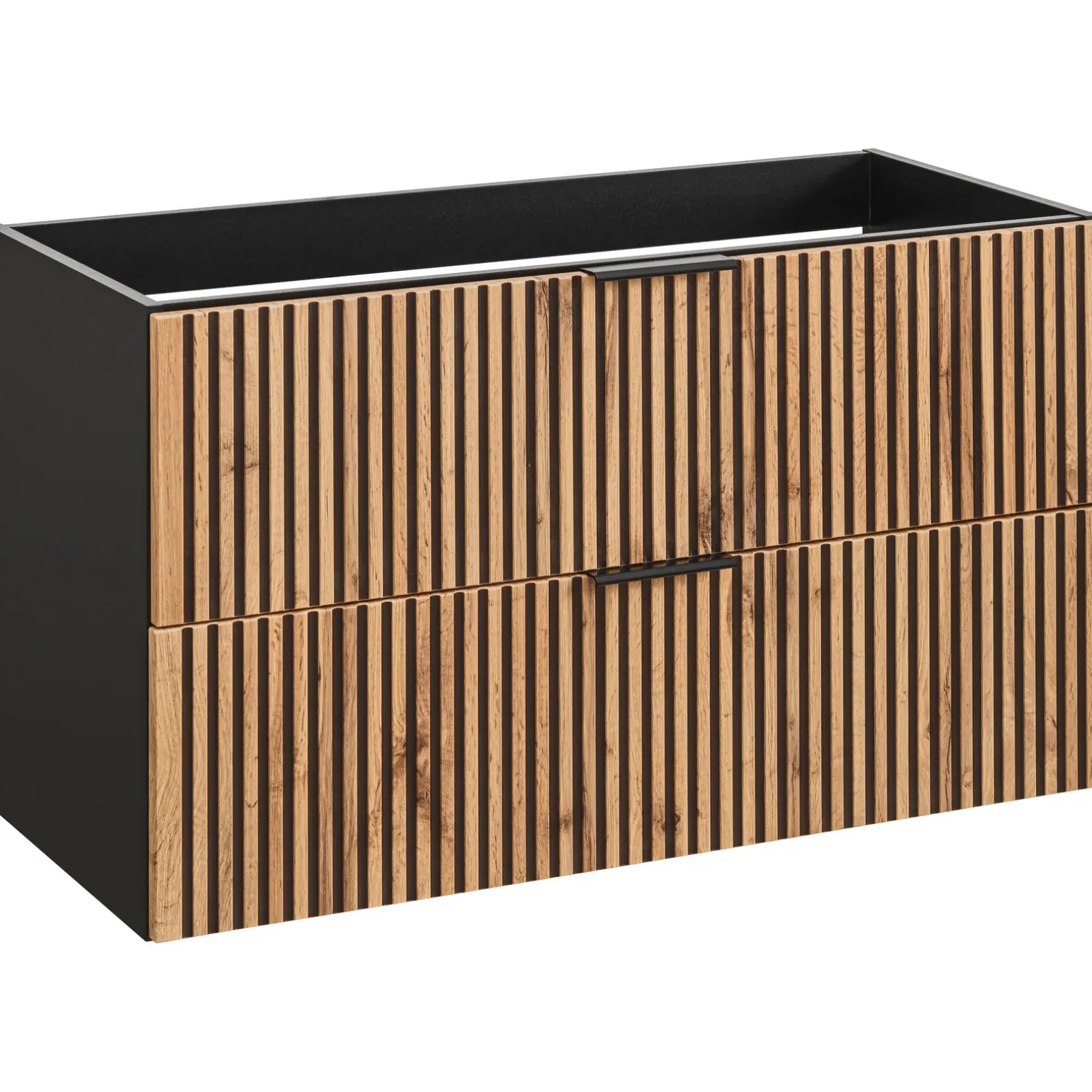 Mobile bagno sospeso 100cm cm con lavabo, specchio, colonna e cubotti quercia antracite Limpid