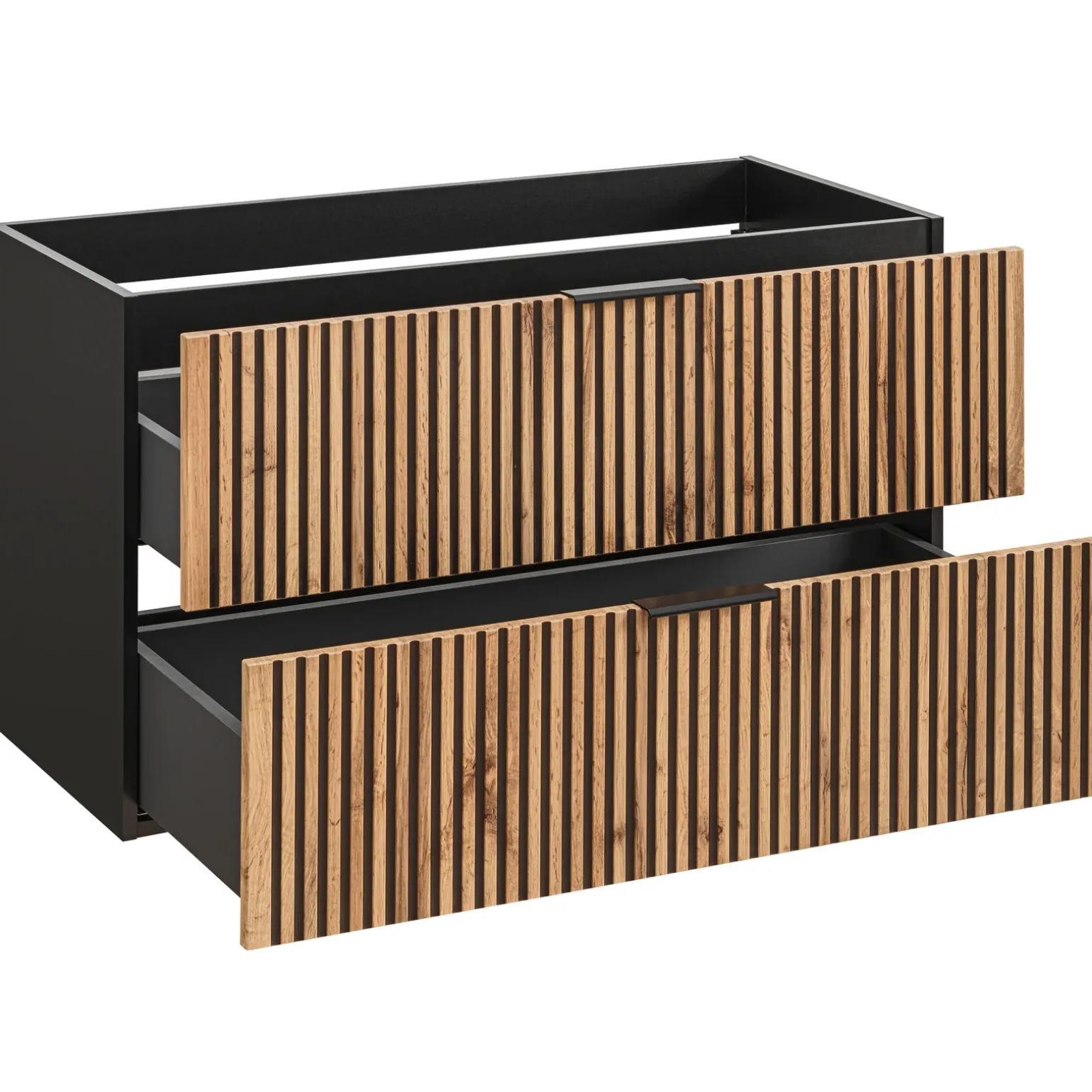 Mobile bagno sospeso 100cm cm con lavabo, specchio, colonna e cubotti quercia antracite Limpid