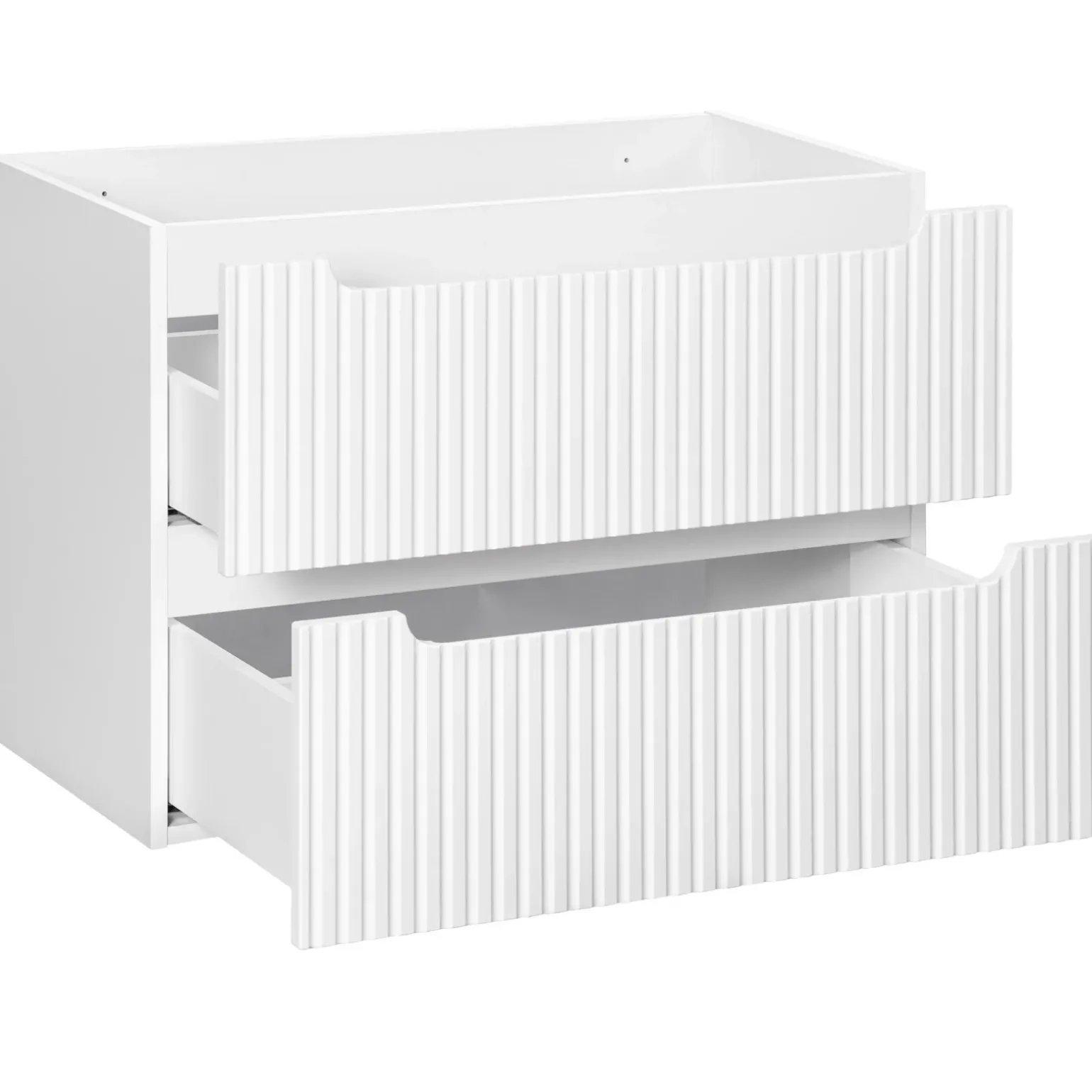 Mobile bagno sospeso 80cm cannettato 2 cassetti bianco rovere Cleany