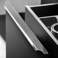 Mobile bagno sospeso 140cm con 2 lavabi, specchio e colonna nero Serif
