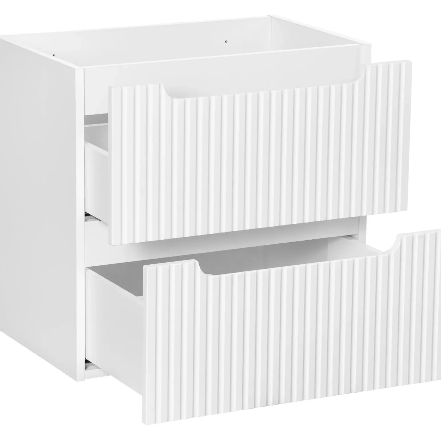 Mobile bagno sospeso 80cm cannettato 2 cassetti e vani bianco rovere Cleany