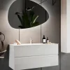 Mobile bagno sospeso 100cm con lavabo e specchio bianco lucido Moon
