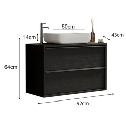 Mobile bagno sospeso 92cm con lavabo nero frassinato Absolut