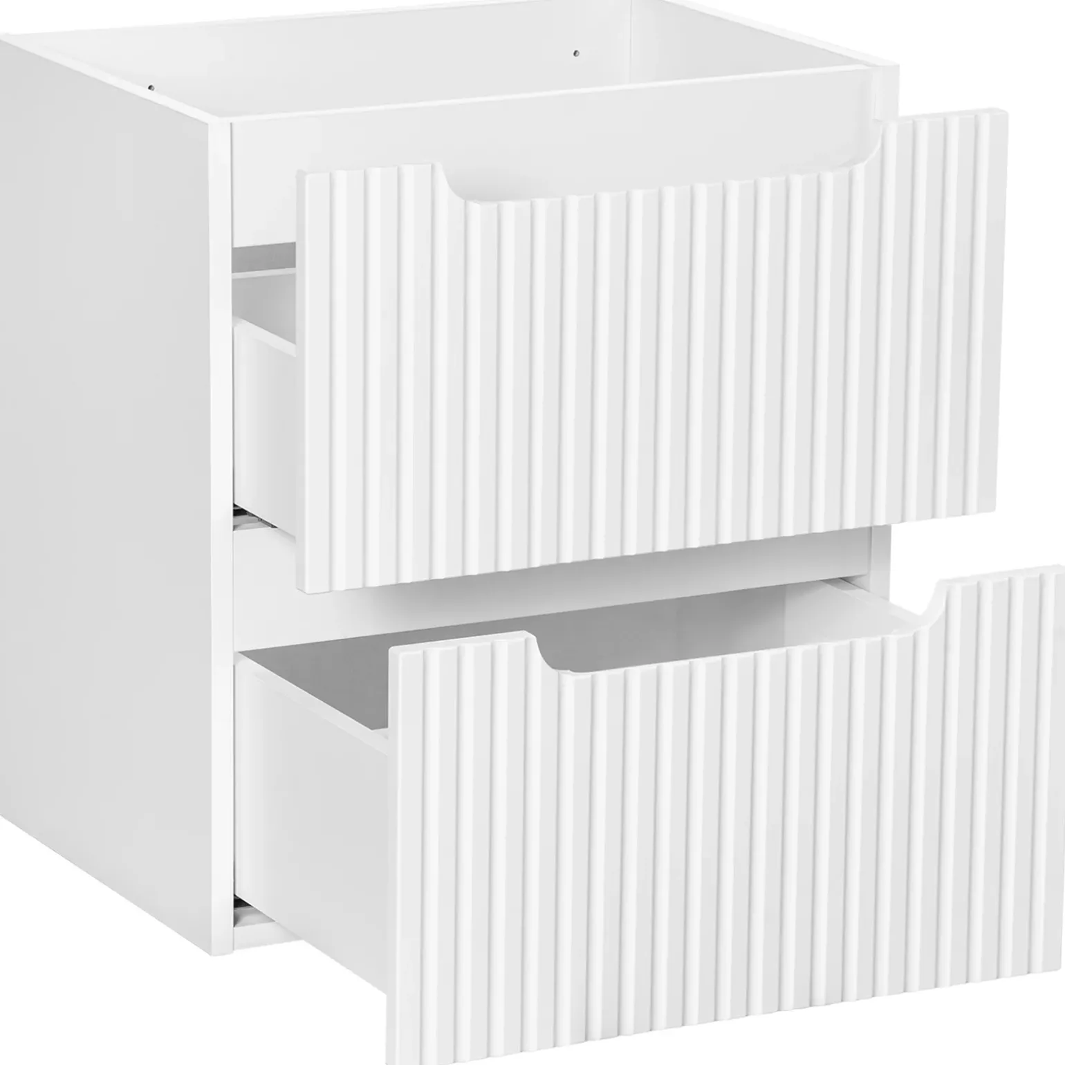 Mobile bagno sospeso 50cm cannettato con lavabo 2 cassetti bianco Cleany