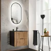 Mobile bagno sospeso 60cm cm con lavabo nero da incasso quercia antracite Limpid