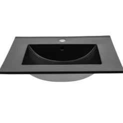 Mobile bagno sospeso 60cm cm con lavabo nero da incasso quercia antracite Limpid