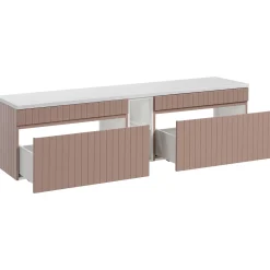 Mobile bagno sospeso 180cm cannettato 2 cassettoni rosa Autentic