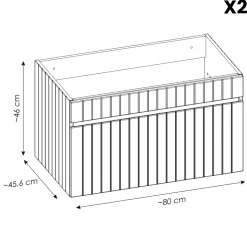 Mobile bagno sospeso 160cm cannettato con 2 lavabi, colonna e specchio rosa Autentic