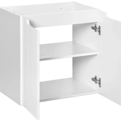 Mobile bagno sospeso 60cm cannettato 2 ante bianco rovere Cleany