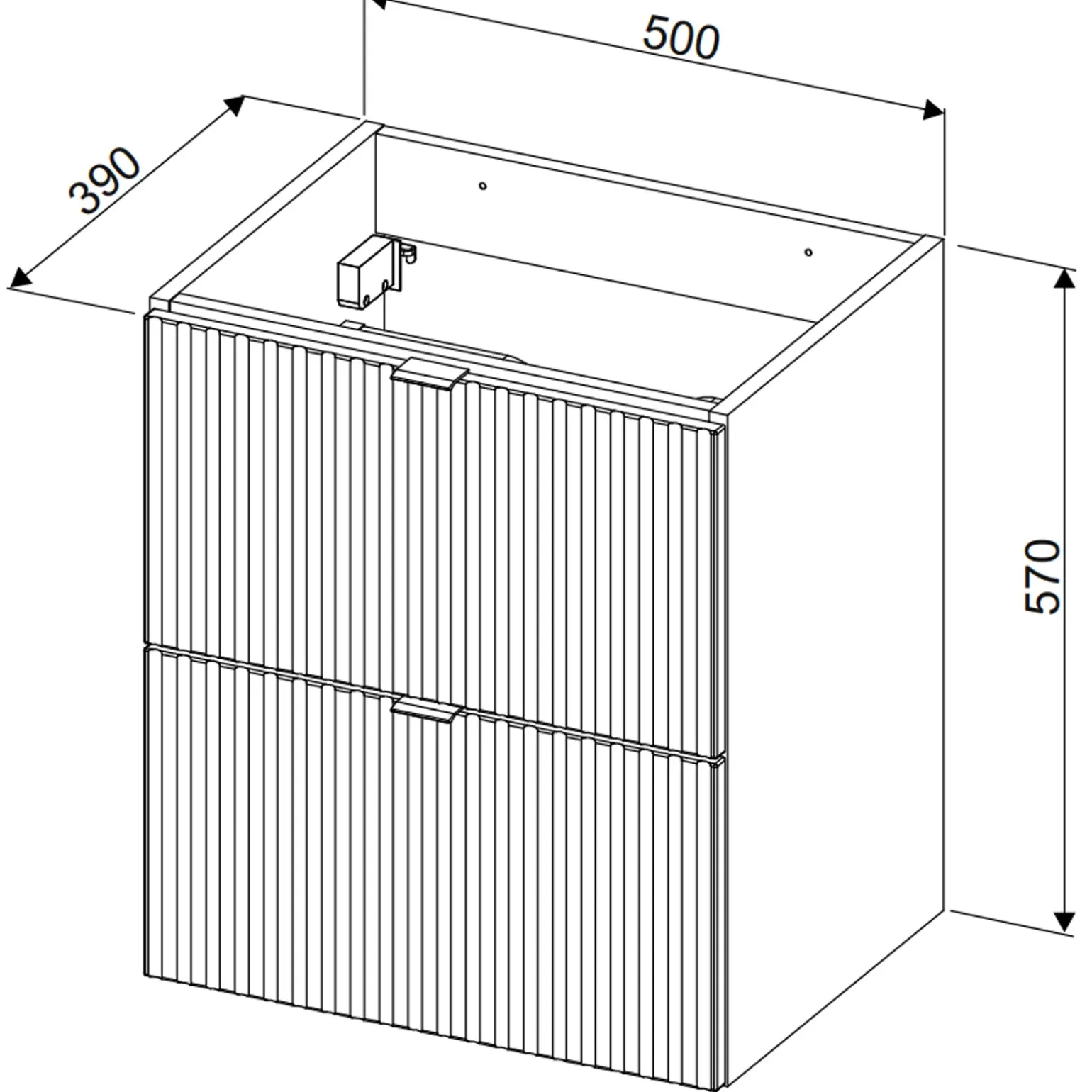 Mobile bagno sospeso 50cm cannettato con lavabo 2 cassetti verde salvia Greeny