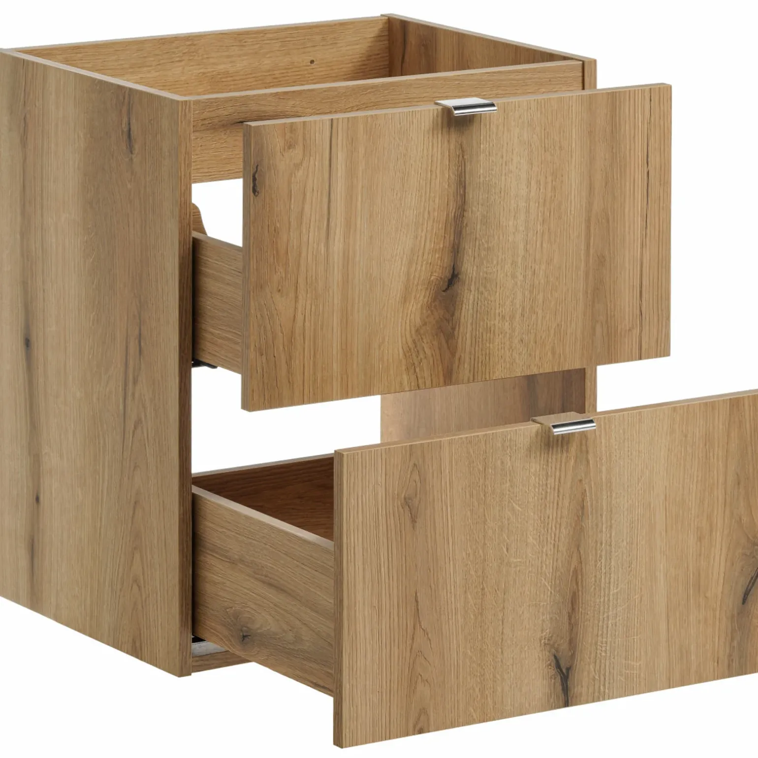 Mobile bagno sospeso 100cm con 2 lavabi, 4 cassetti e colonna rovere Rovery