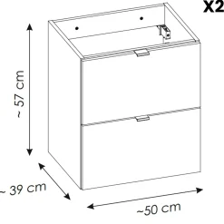 Mobile bagno sospeso 100cm con 2 lavabi, 4 cassetti e colonna rovere Rovery
