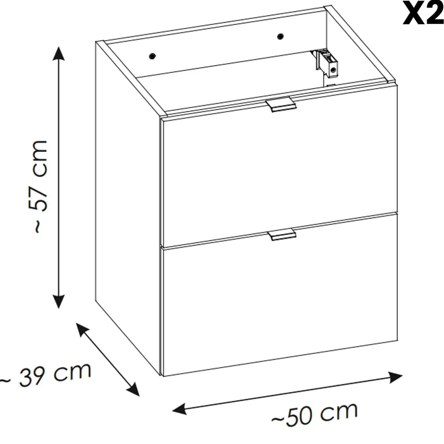 Mobile bagno sospeso 100cm con 2 lavabi, 4 cassetti e colonna rovere Rovery
