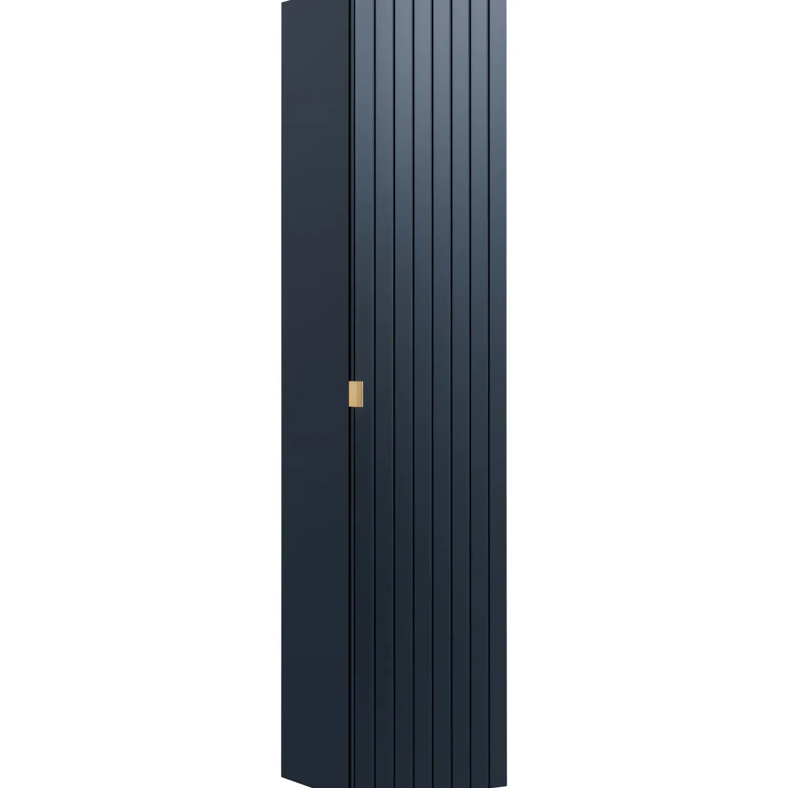 Mobile bagno sospeso 60cm con lavabo, specchio rotondo e colonna cannettato blu Deep