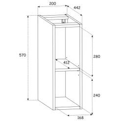 Mobile bagno sospeso 80cm cannettato 2 cassetti e vani nero rovere Cleany