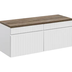 Mobile bagno sospeso 160cm cannettato 2 cassettoni bianco quercia Autentic