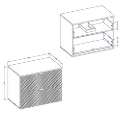 Mobile bagno sospeso 80cm con colonna bianco frontali decorati Konny