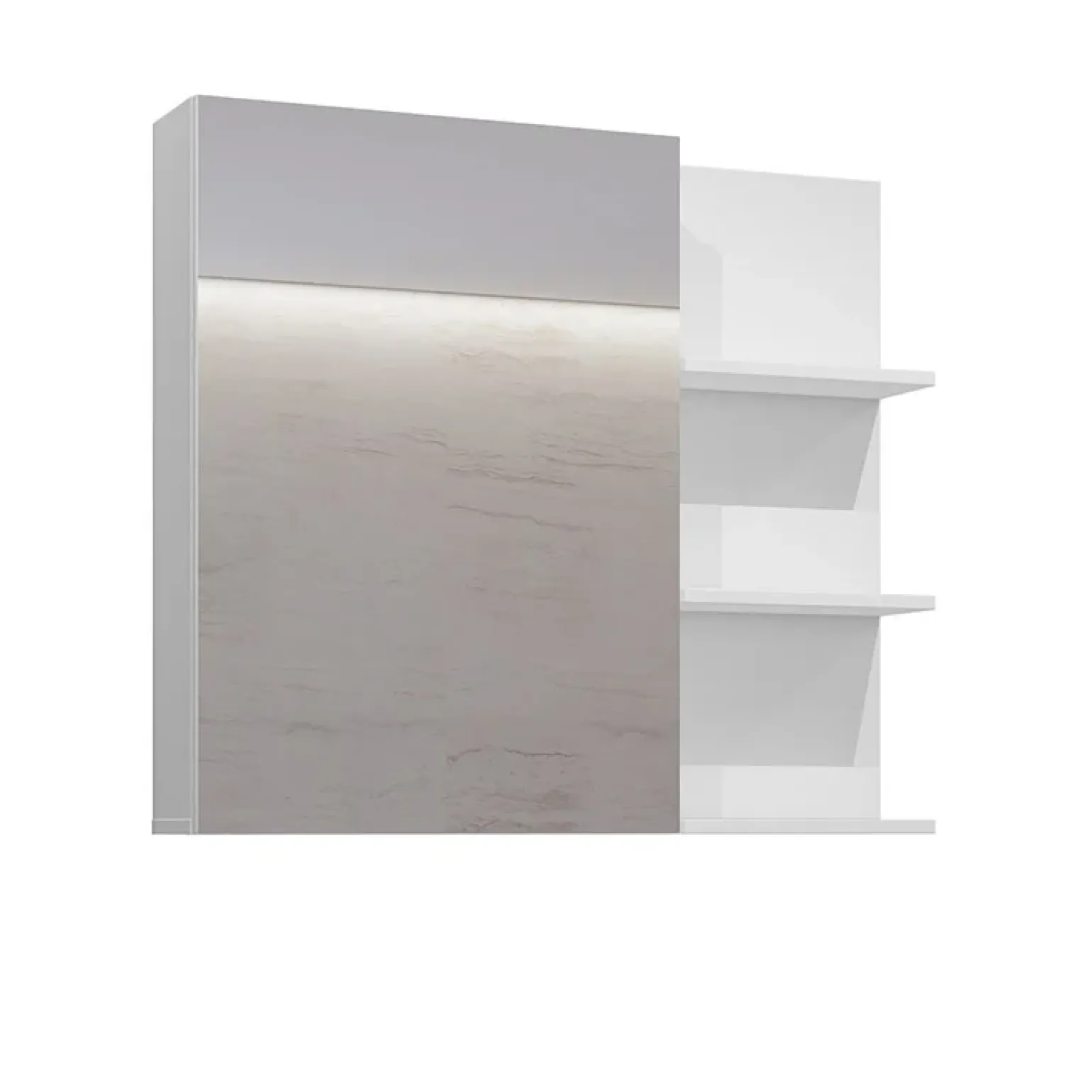 Mobile bagno sospeso 78cm con specchio e colonna bianco lucido nero Linda