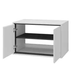 Mobile bagno sospeso 78cm con specchio e colonna bianco lucido nero Linda