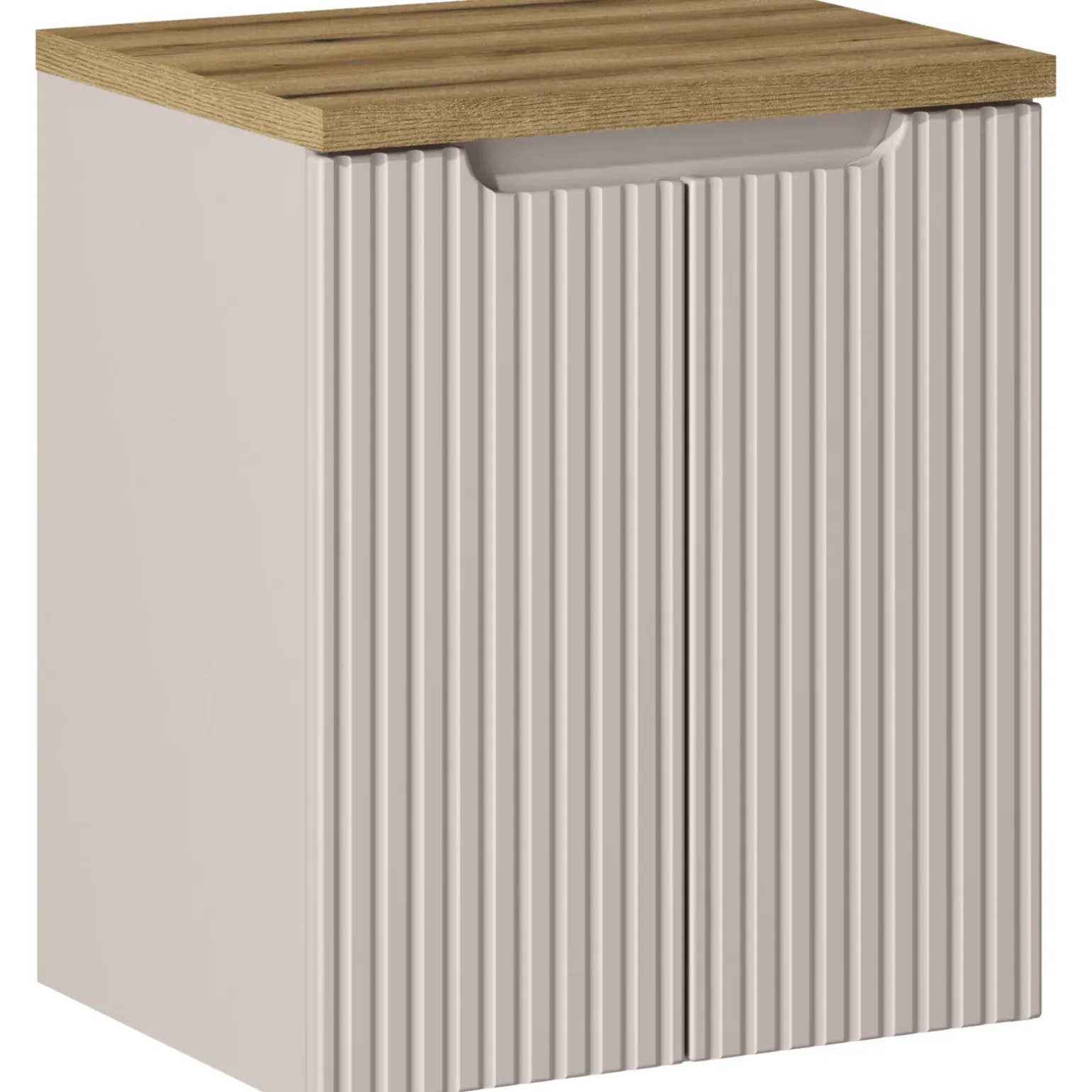 Mobile bagno sospeso 50cm cannettato 2 ante beige rovere Cleany