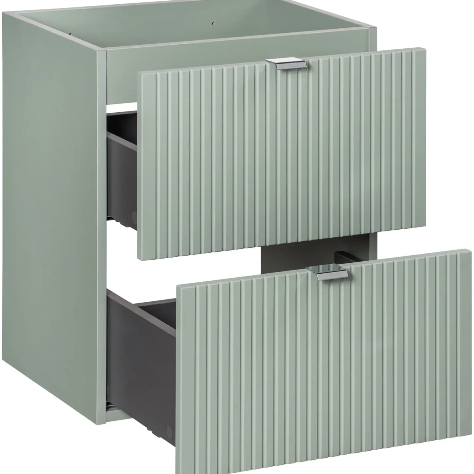 Mobile bagno sospeso 50cm cannettato 2 cassetti verde salvia rovere Greeny