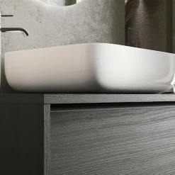 Mobile bagno sospeso 79cm con lavabo 2 cassetti nero frassinato Absolut