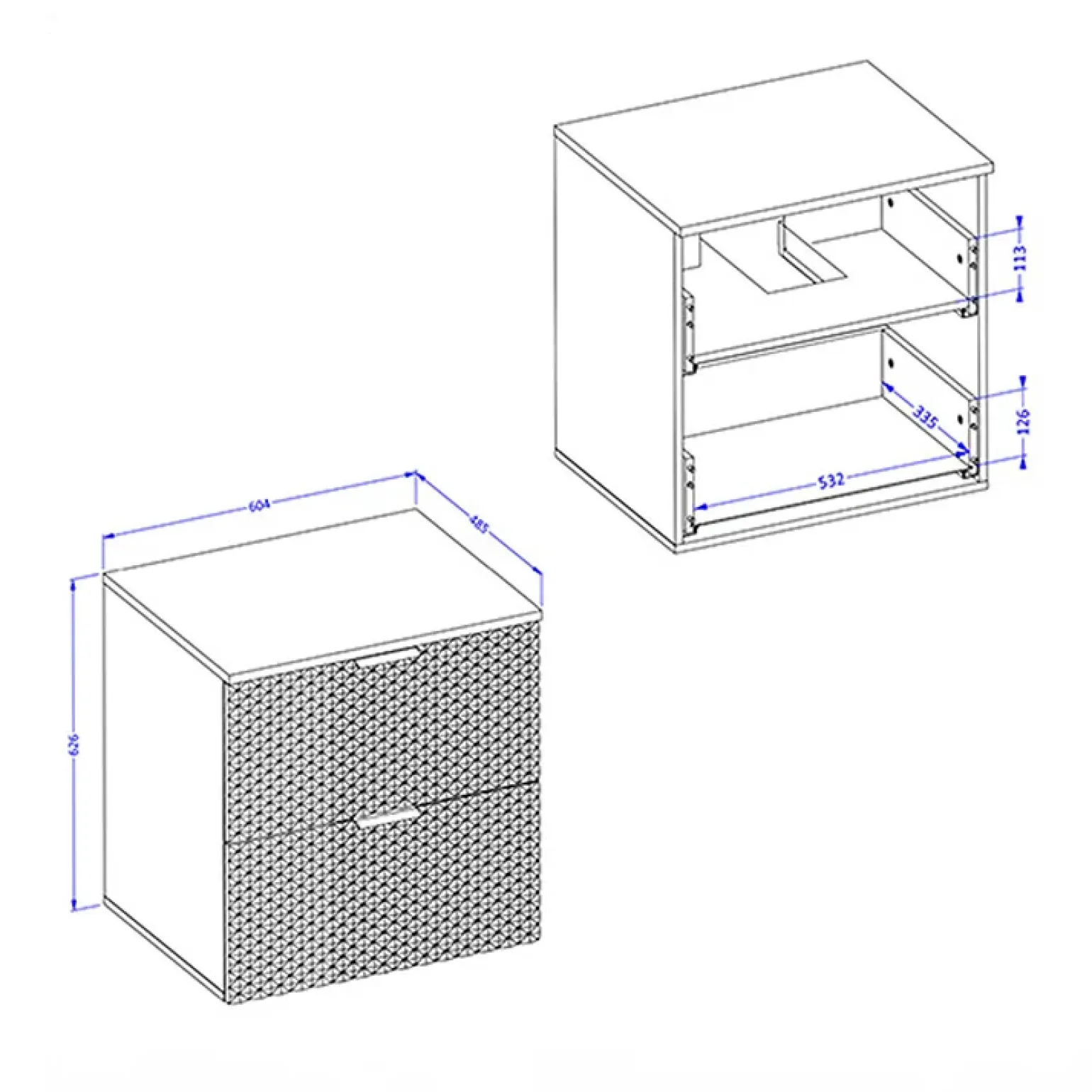 Mobile bagno sospeso 61cm con colonna nero frontali decorati Konny