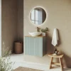 Mobile bagno sospeso 60cm cannettato 2 ante verde salvia rovere Greeny