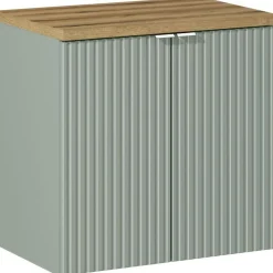 Mobile bagno sospeso 60cm cannettato 2 ante verde salvia rovere Greeny