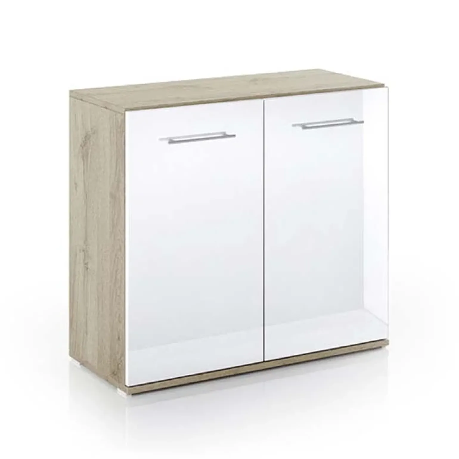 Mobile contenitore 80x72h cm 2 ante rovere bianco lucido Time A