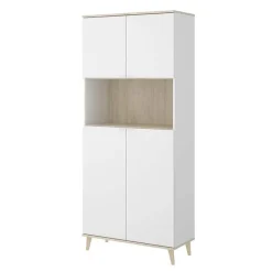 Mobile cucina 80x191h cm 4 ante bianco opaco rovere naturale Penny