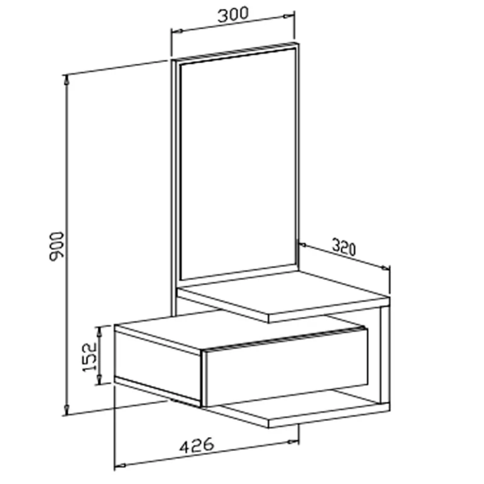 Mobile ingresso sospeso 43x90h cm bianco frassinato e cemento Cliff
