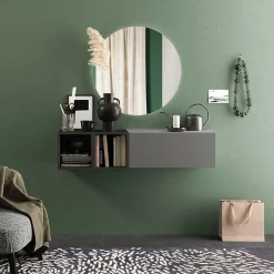 Mobile ingresso sospeso 125x29h cm 1 anta 2 cubotti  antracite grigio scuro Sunset 56