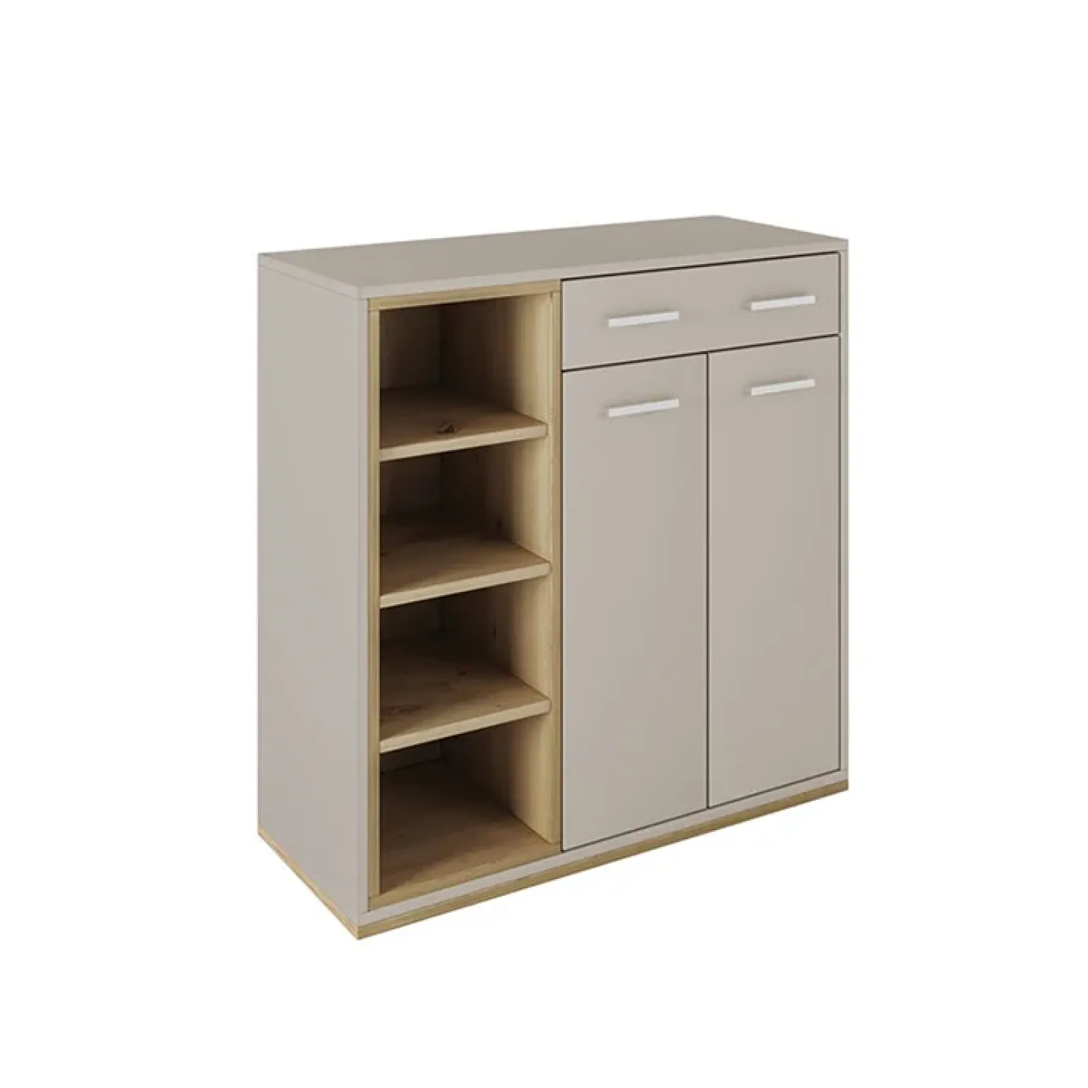 Mobile ingresso 80x77h cm 2 ante 1 cassetto rovere rovere naturale beige satinato Kenya