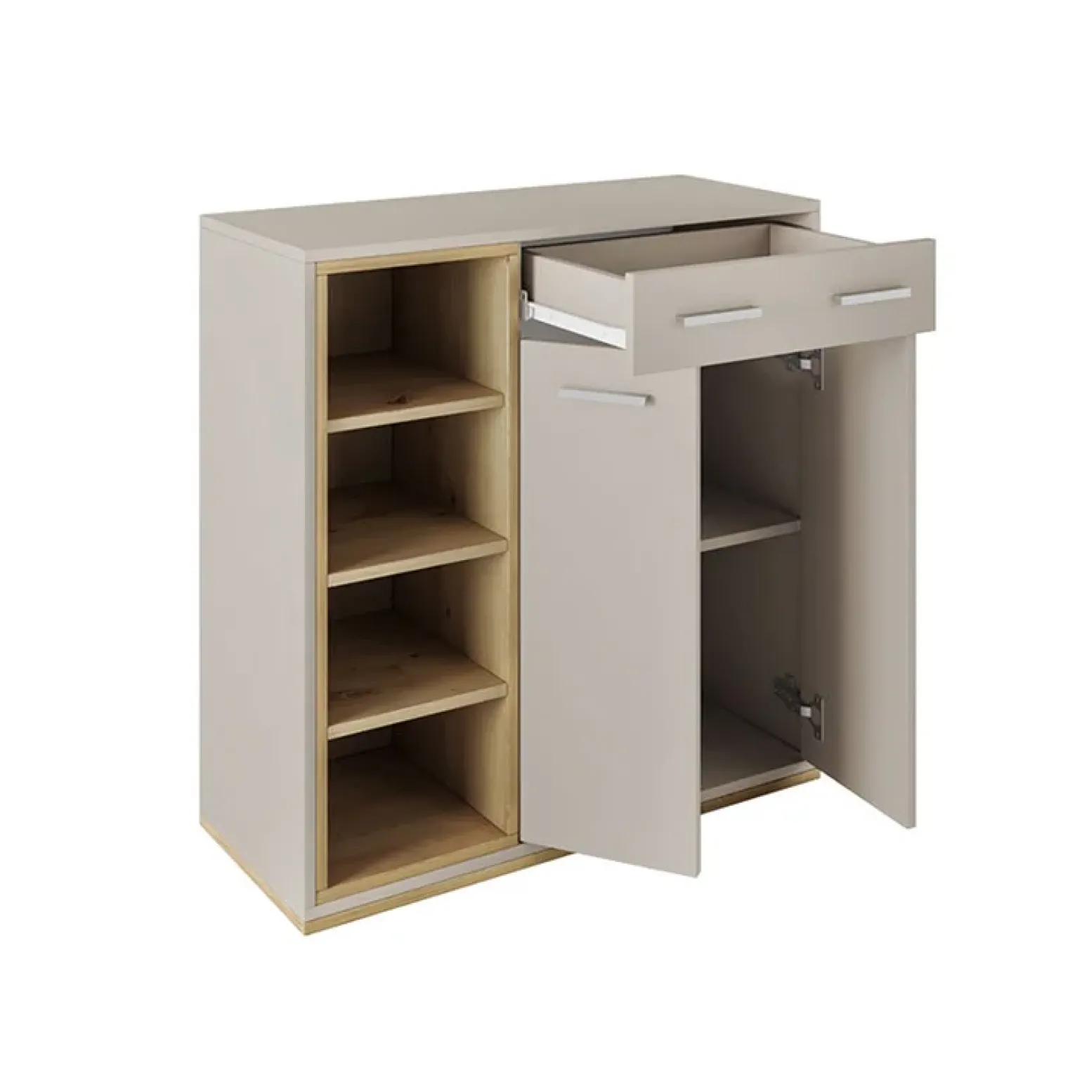Mobile ingresso 80x77h cm 2 ante 1 cassetto rovere rovere naturale beige satinato Kenya