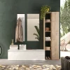 Mobile ingresso 194x186h cm bianco lucido rovere chiaro Sunset 108