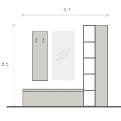 Mobile ingresso 194x186h cm bianco lucido rovere chiaro Sunset 108