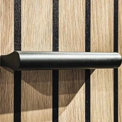 Mobile ingresso 210x203h cm con specchio rovere antracite stampa a righe California Gihome®