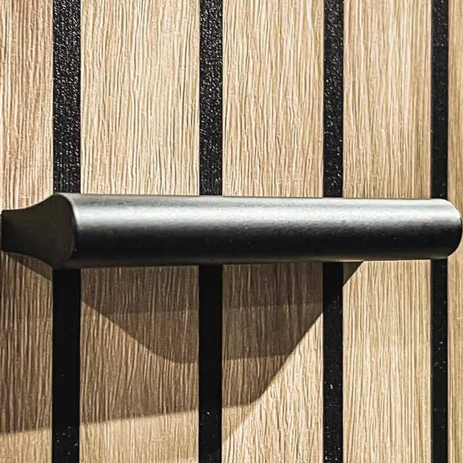 Mobile ingresso 210x203h cm con specchio rovere antracite stampa a righe California Gihome®
